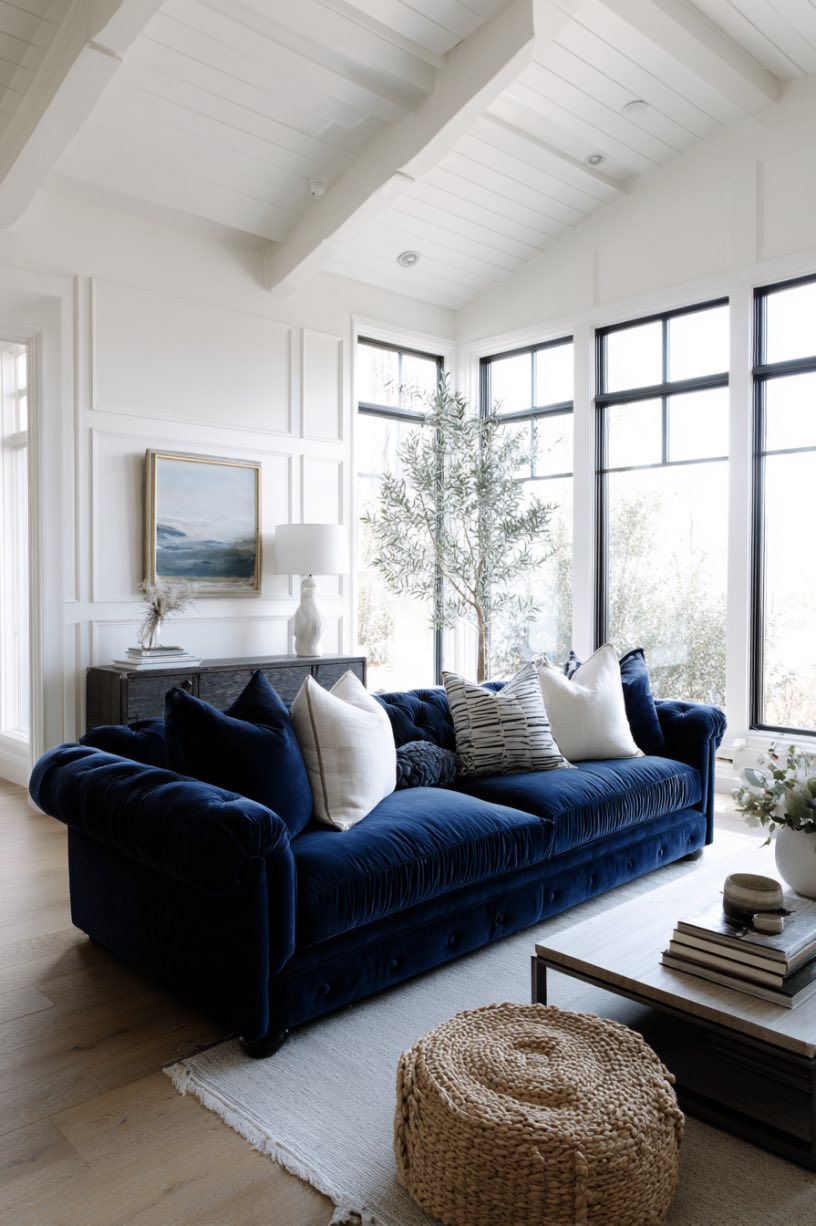 Navy Blue and White