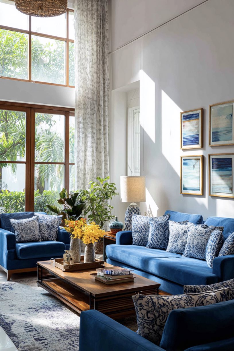 Vibrant Blues in a Modern Setting