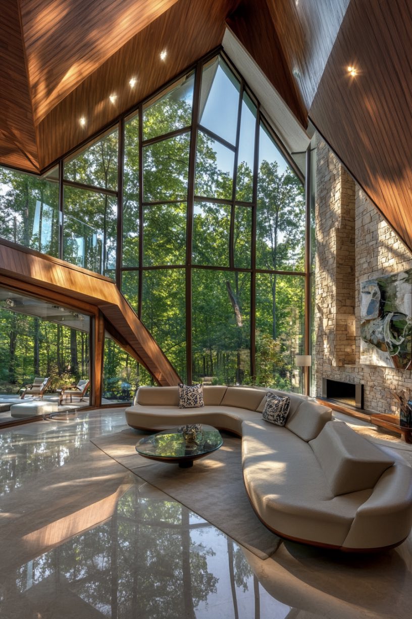 Angled Rooflines with Glass Panels