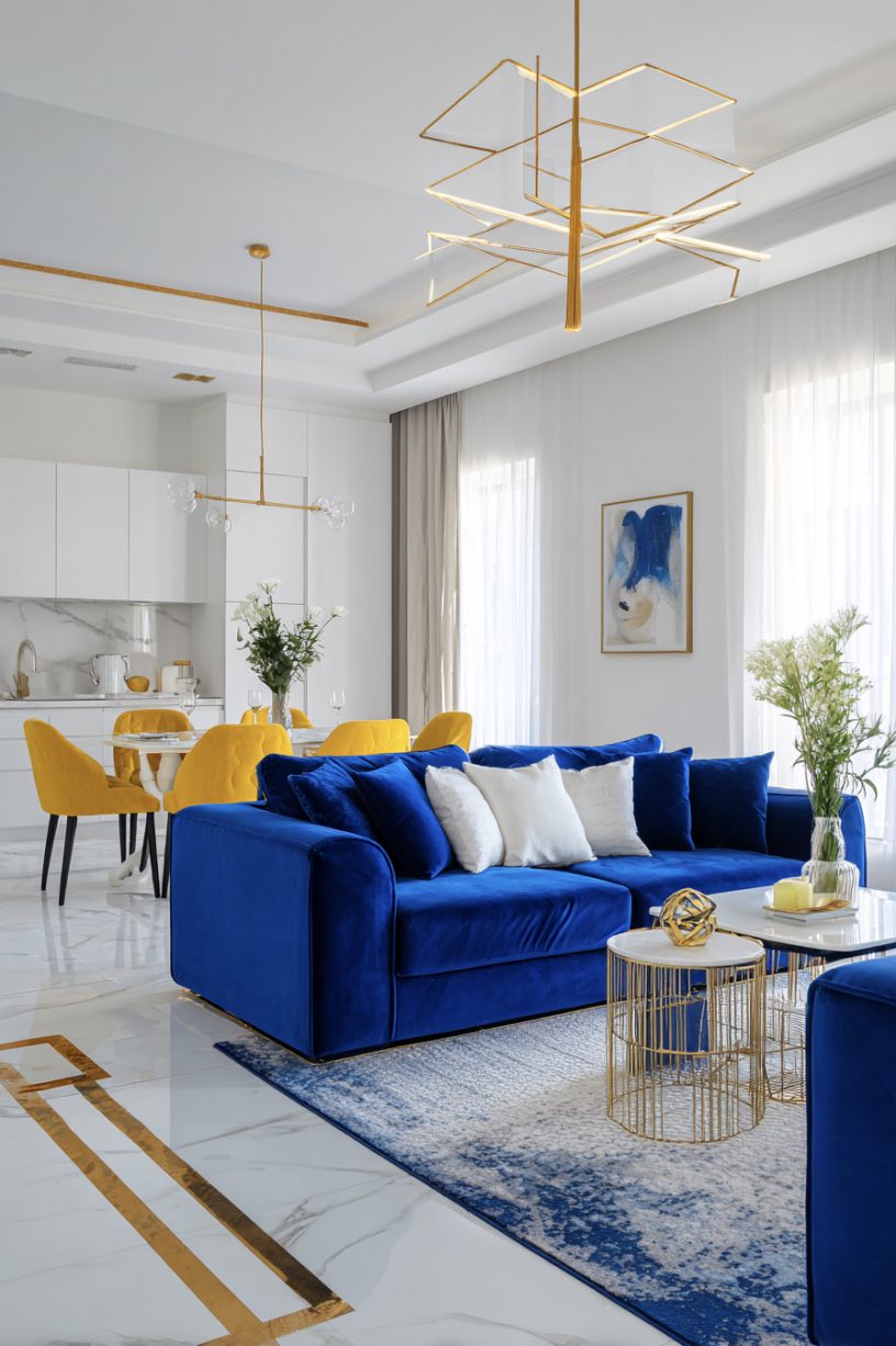 Bold Blue Meets Gold Geometry