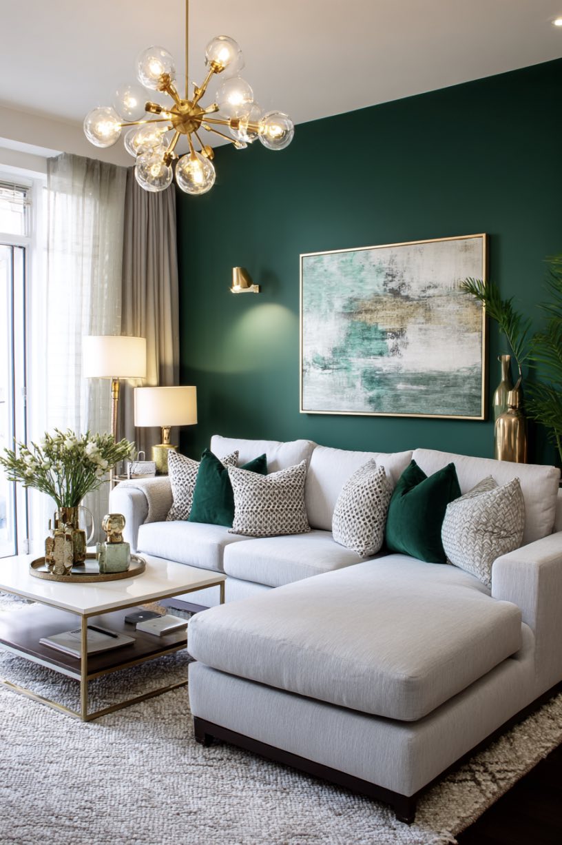 Emerald Green and Light Grey