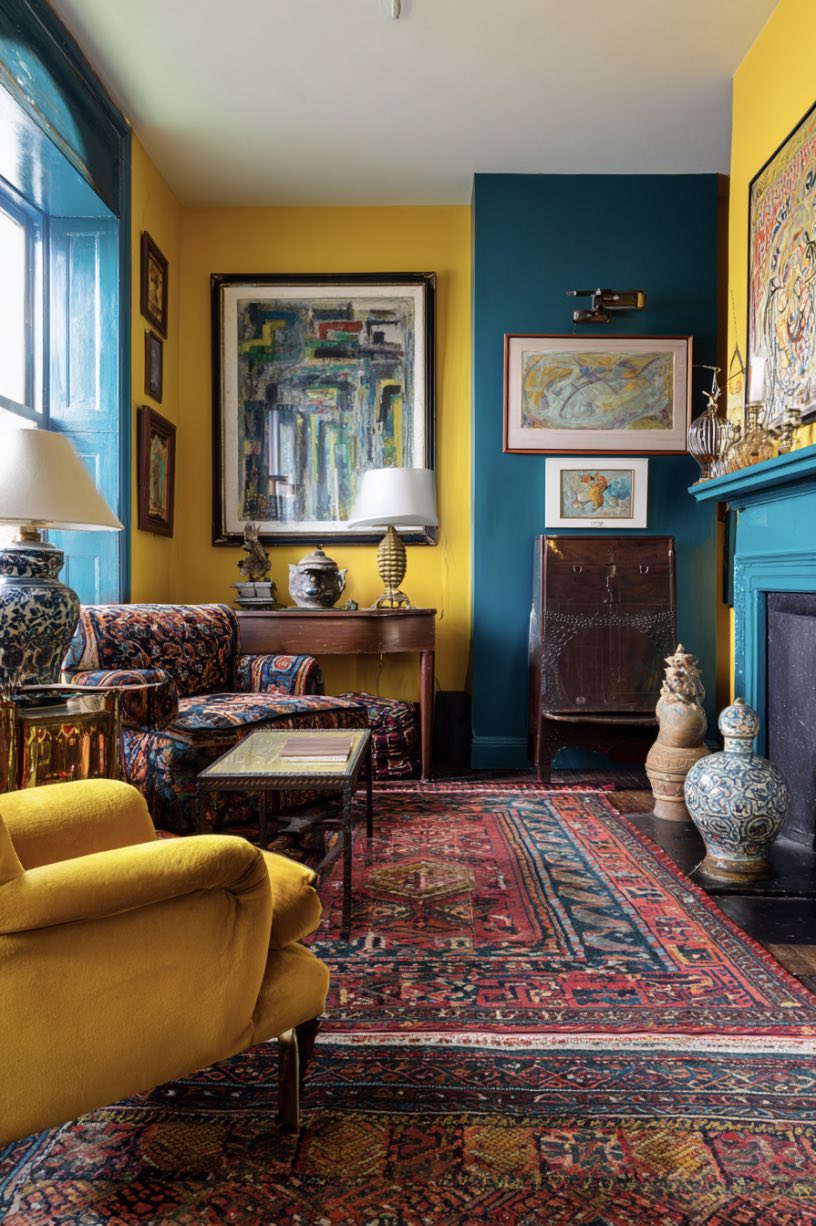Bold Color Blocking with Vintage Furniture