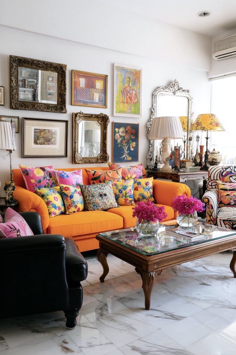 Eclectic Charm with Orange Flair
