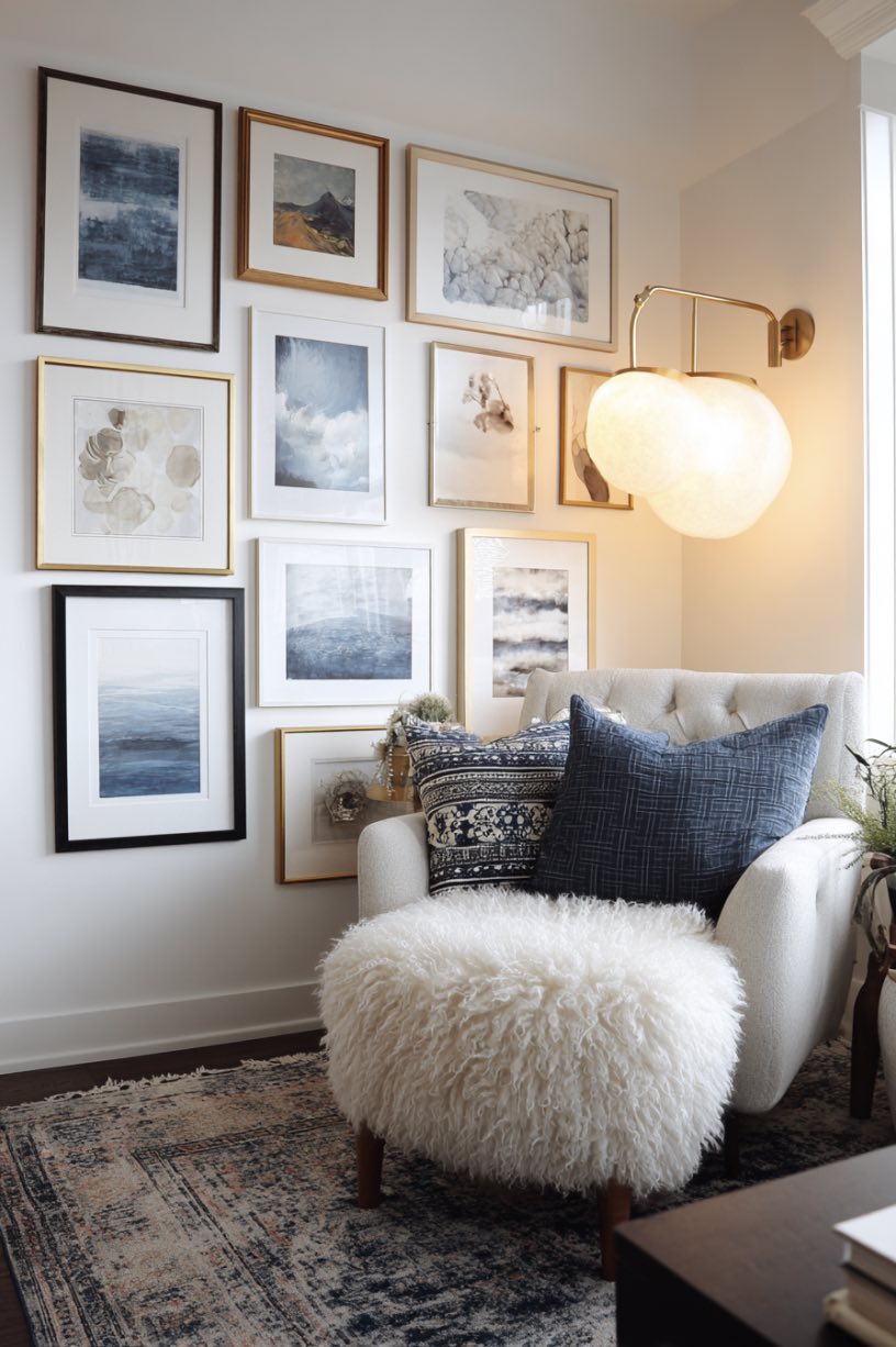 Navy and White Gallery Wall