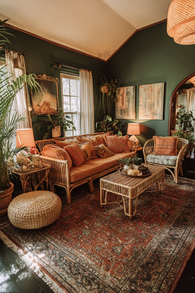 Peach and Forest Green