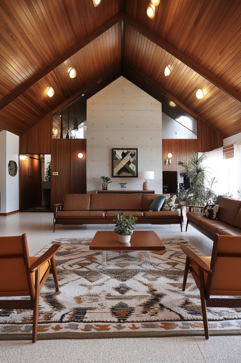 Mid-Century Modern Vaulted Living Room