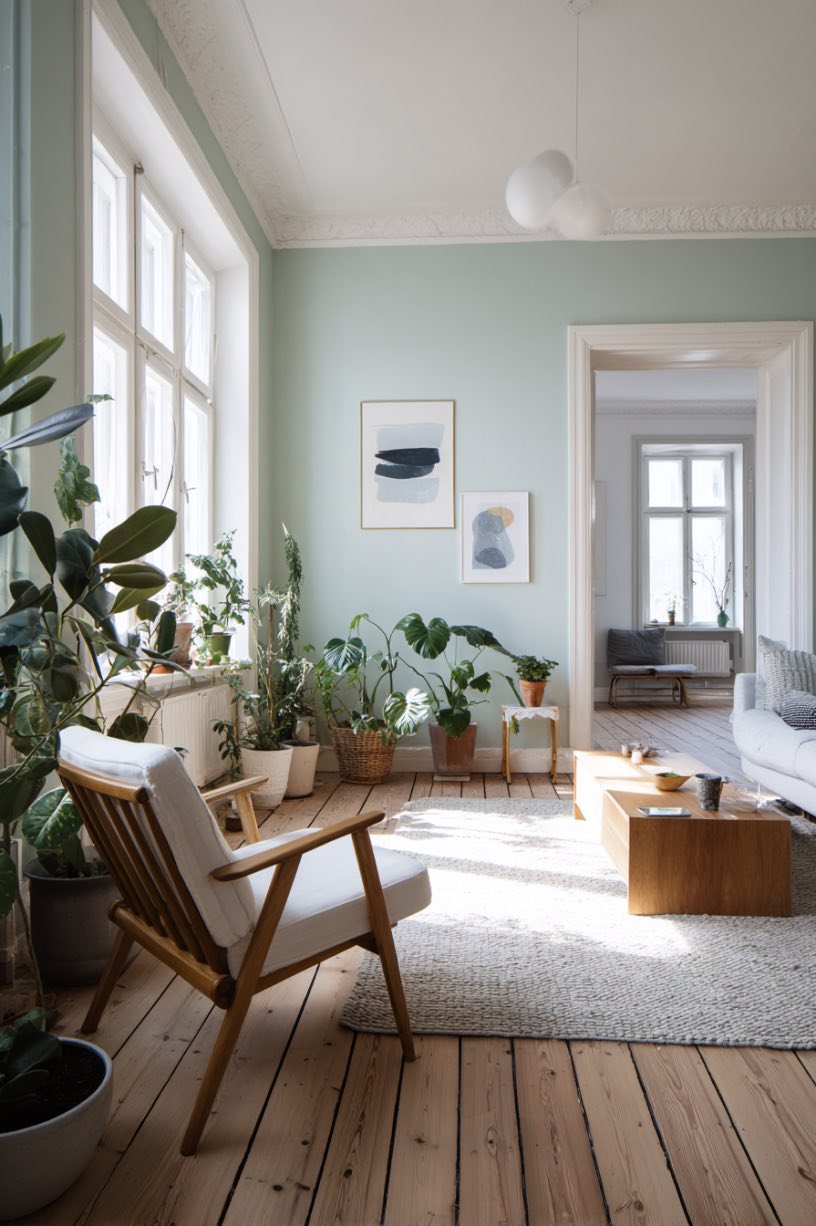 Mint Green and Warm Wood Tones
