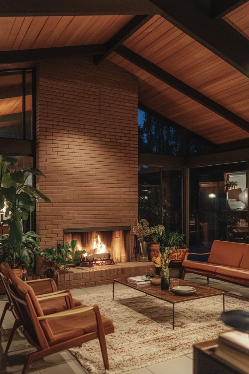 Brick or Stone Fireplace