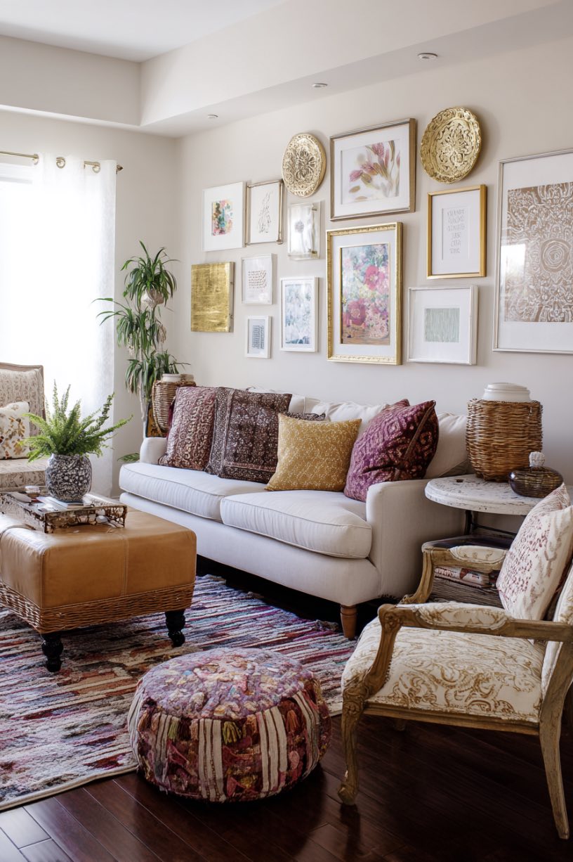 Eclectic Seating with Gold Frames