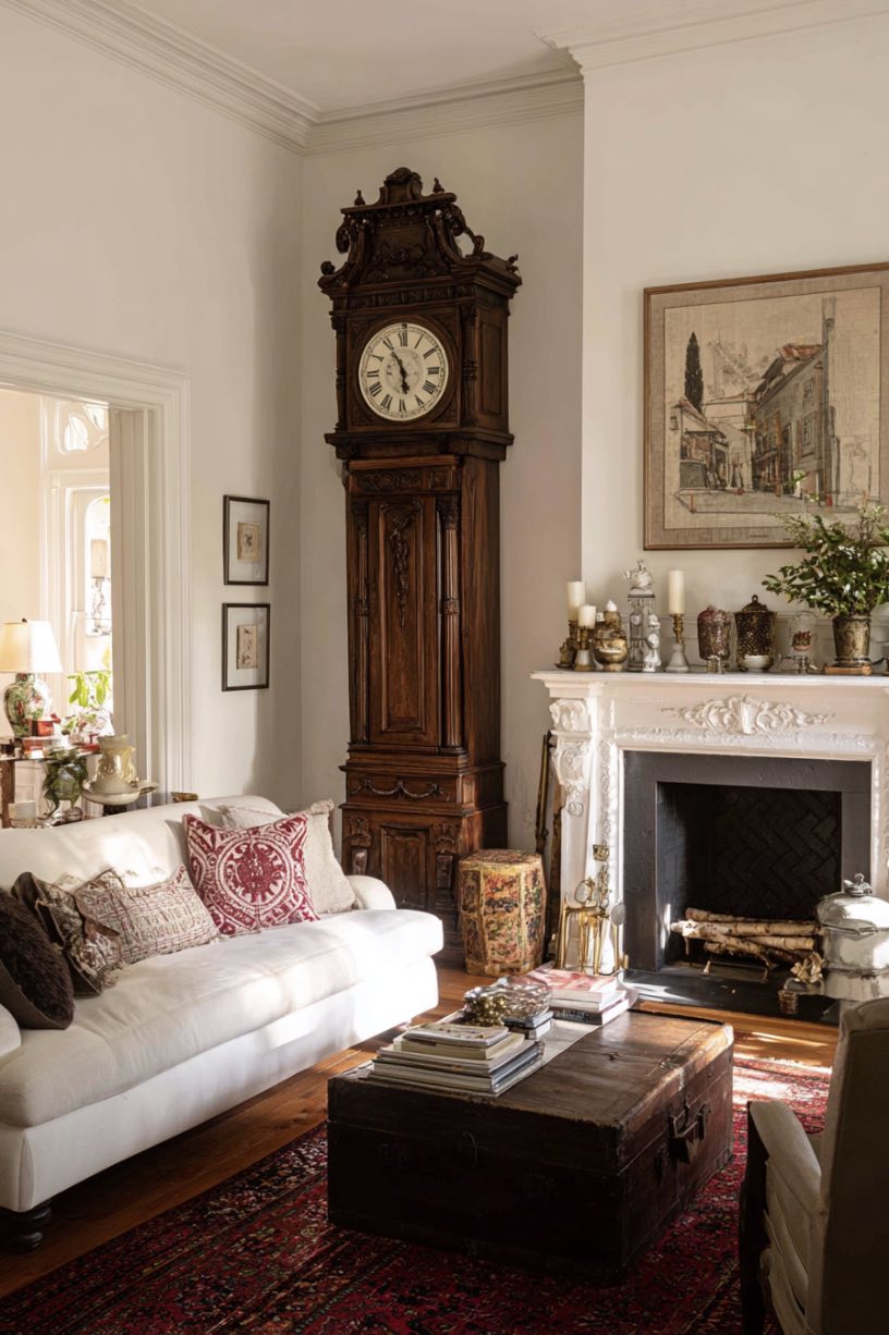 Grandfather Clock or Vintage Mantelpiece
