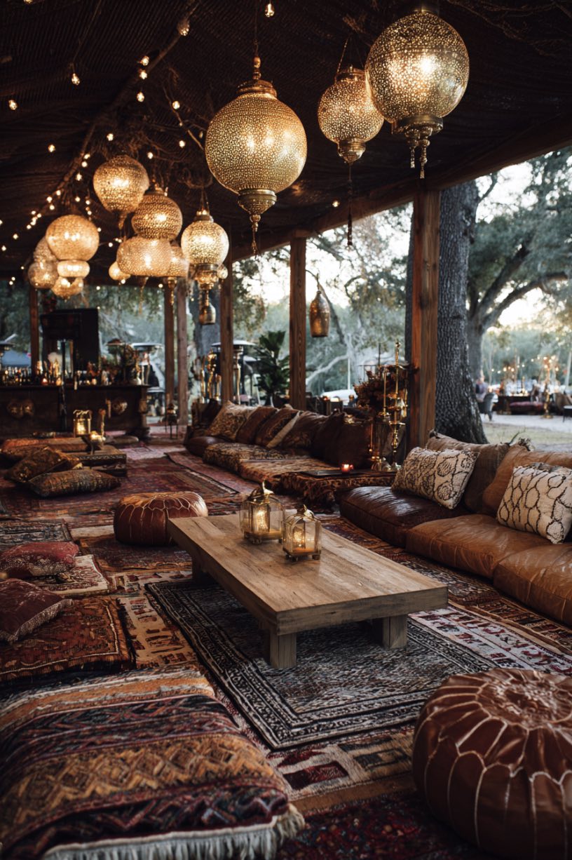 Floor Cushions and Glam Light Fixtures
