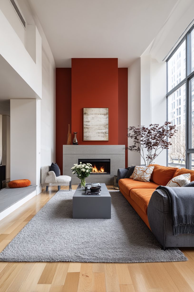 Urban Warmth with a Pop of Red
