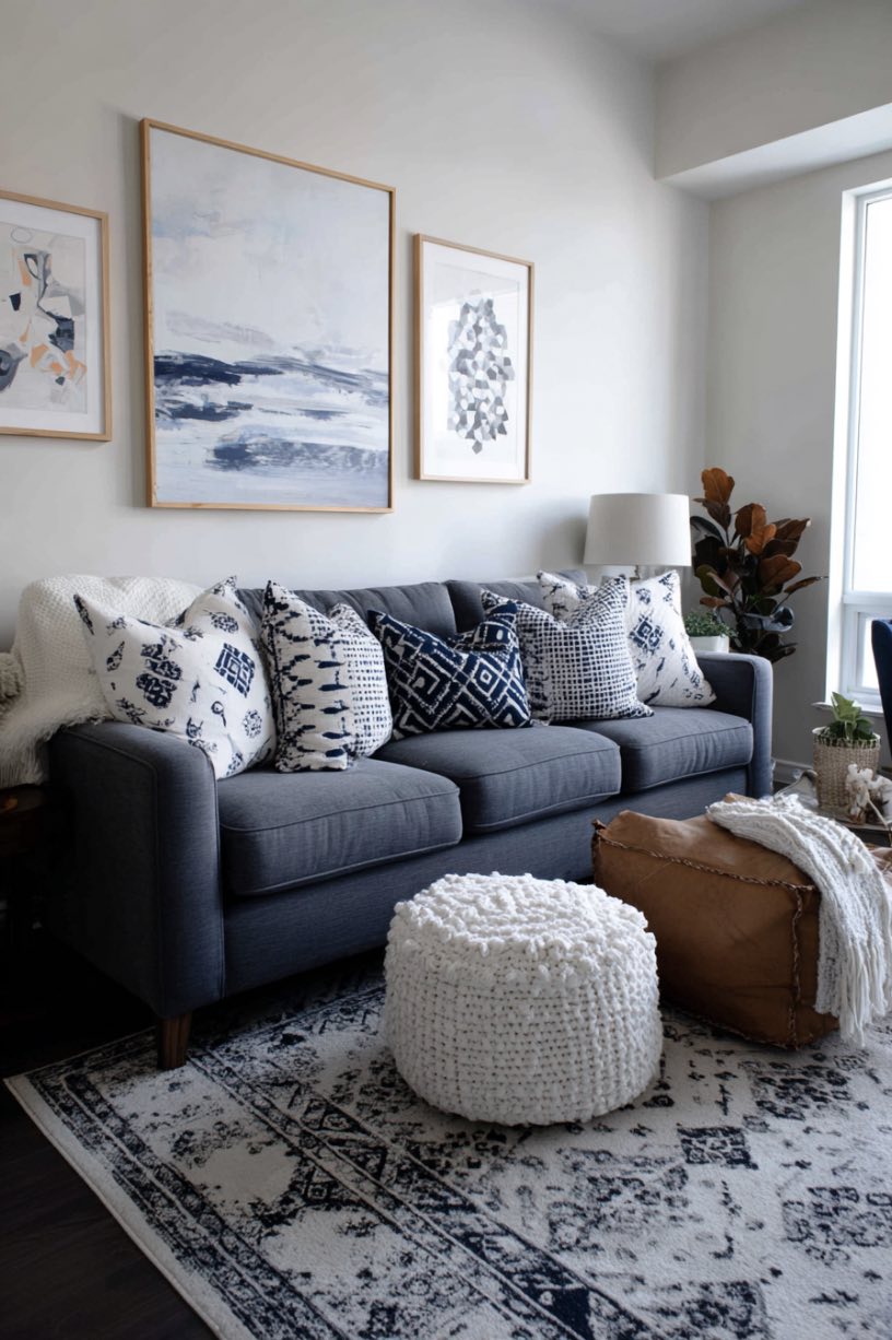 Navy and White Geometric Patterns