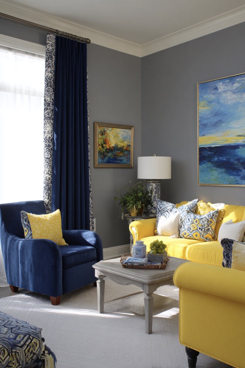 Blue and Yellow Living Room