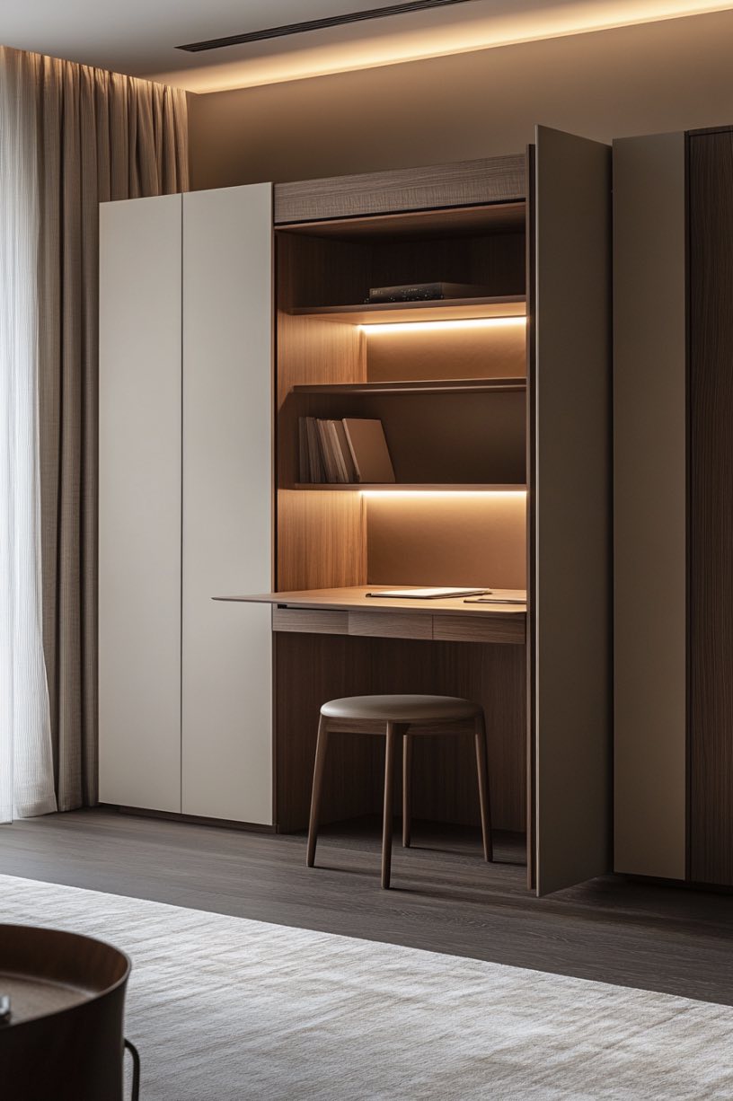 Hidden Desk in Cabinet