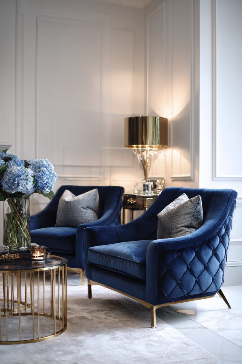 Navy Velvet Armchairs