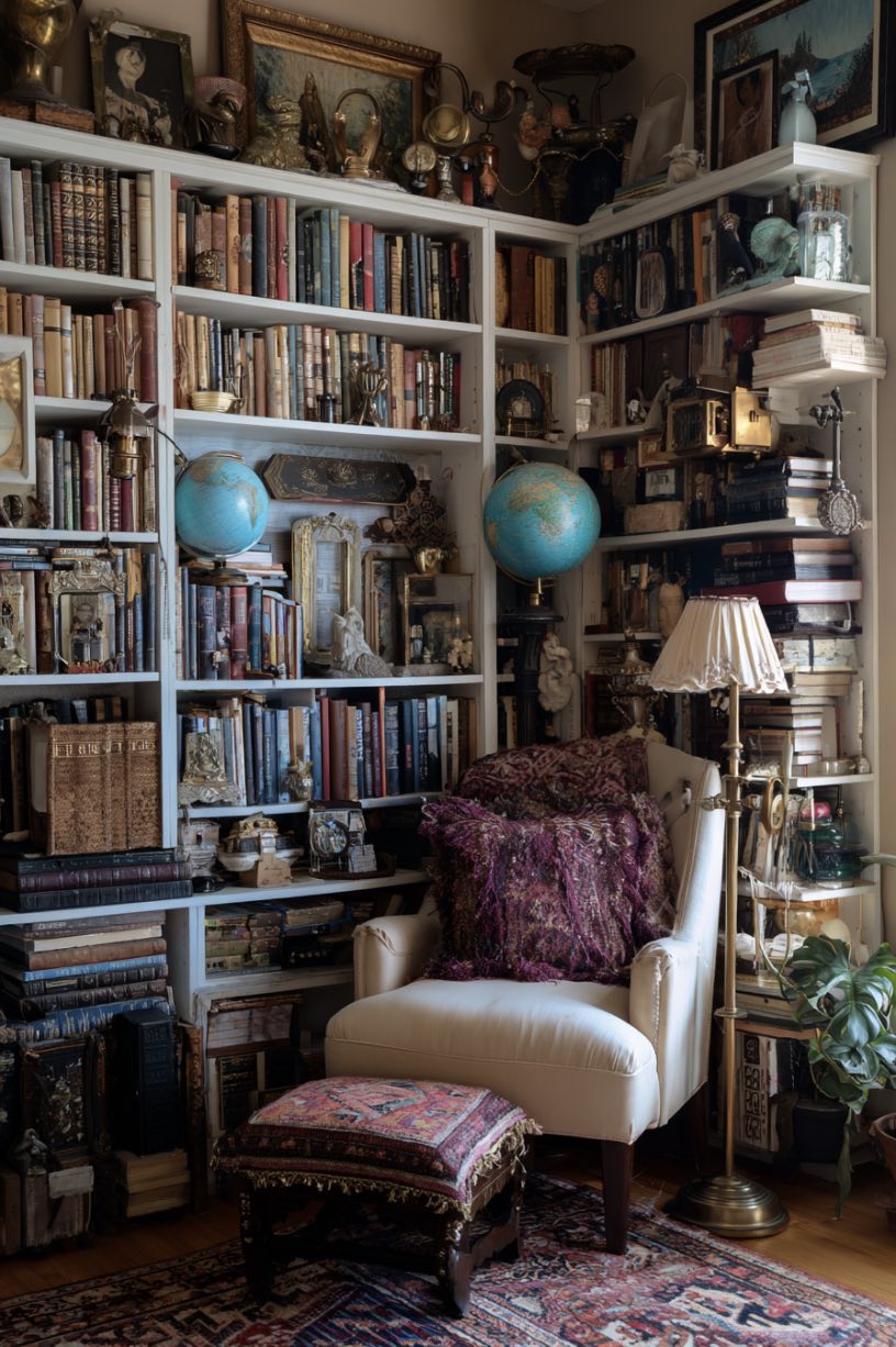 Eclectic Bookshelves with Curios