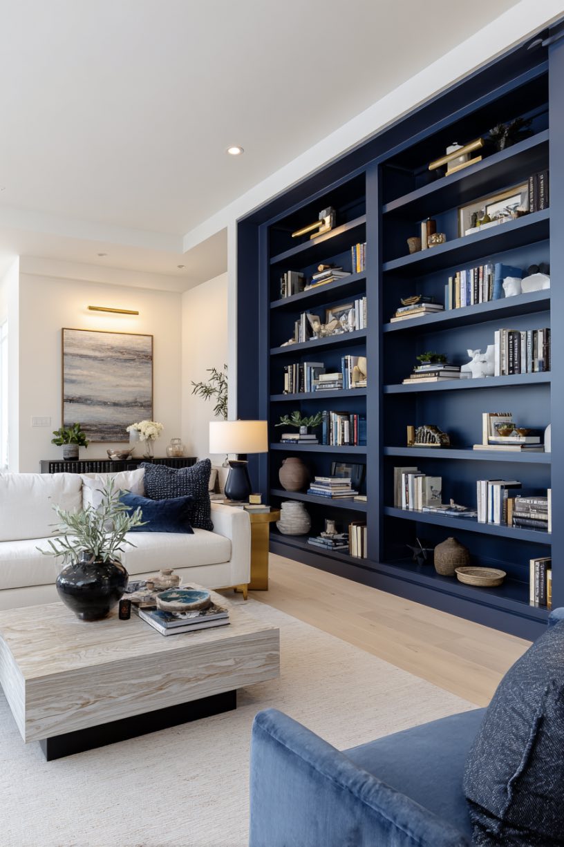 Navy Built-In Shelving