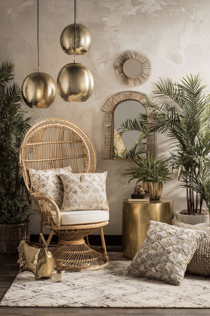 Peacock Chair and Metallic Accents