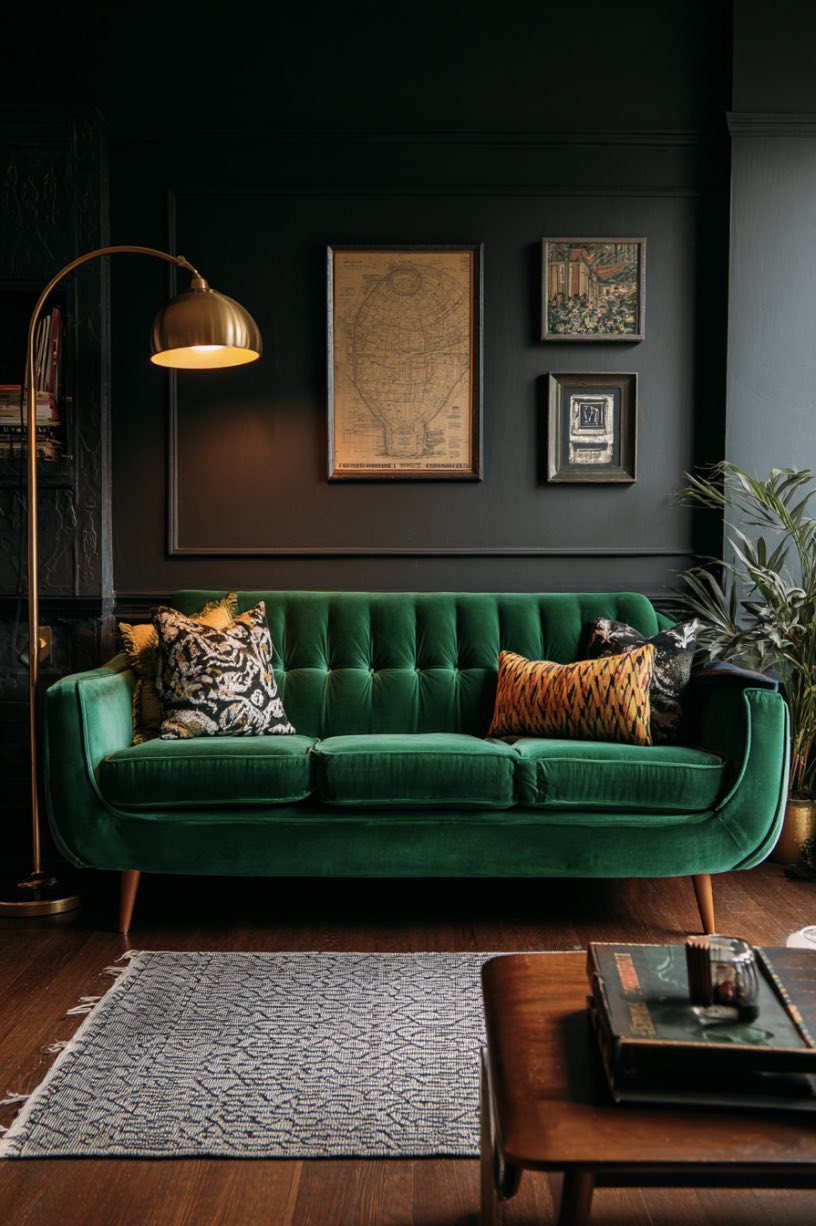 Retro Velvet Sofa in Bold Color