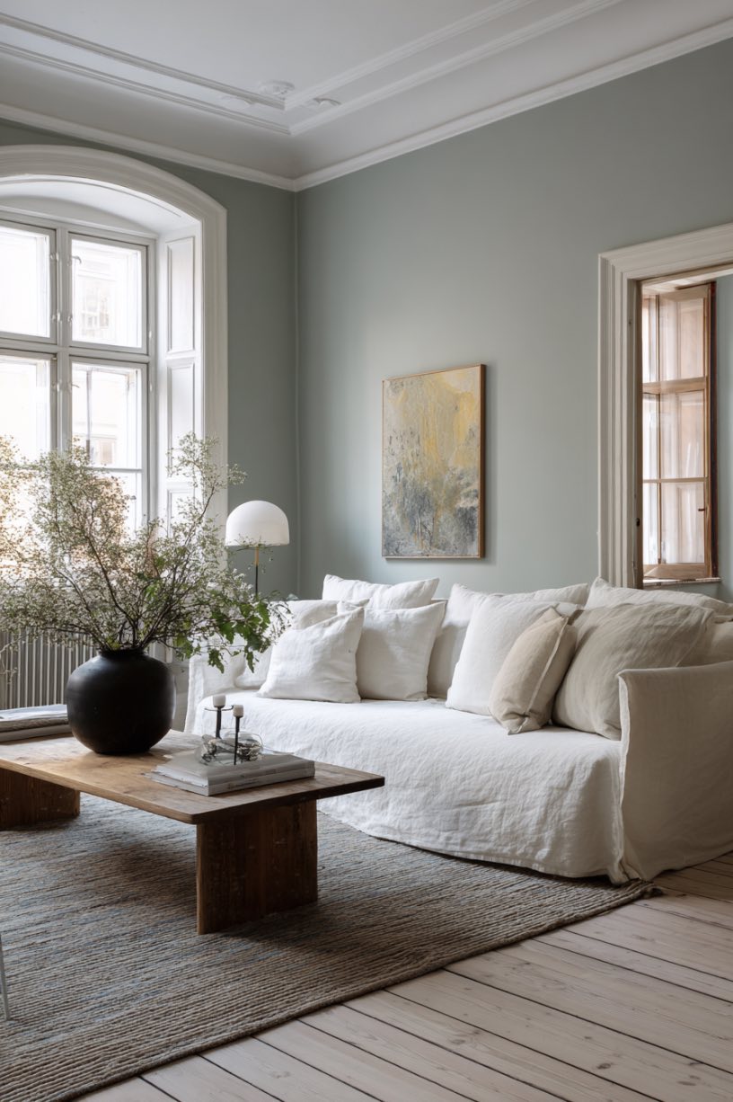 Sage Green and White