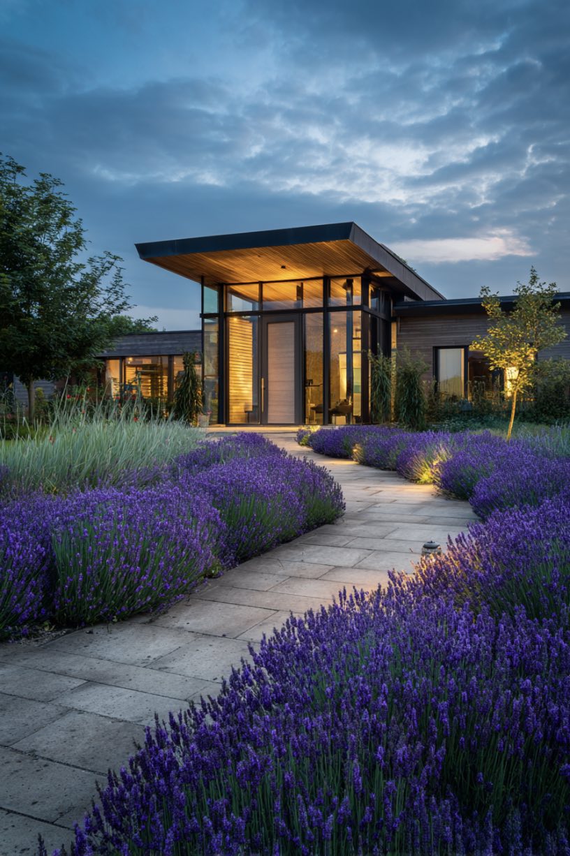Golden Hour Glow with Lavender Views