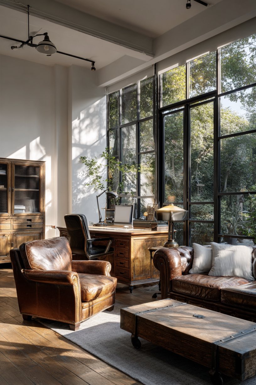 Sunlit Industrial Office Nook