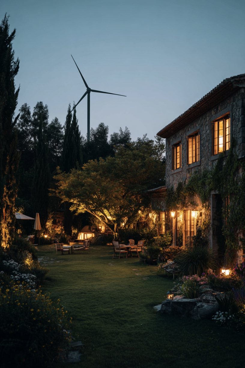 Evening Calm by a European-Style Villa