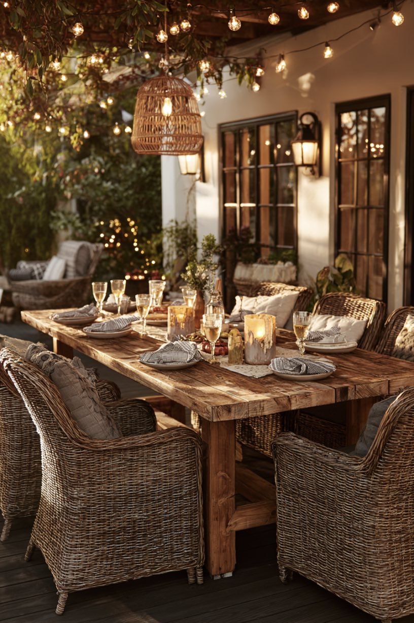 Rustic Charm Under Twinkling Lights