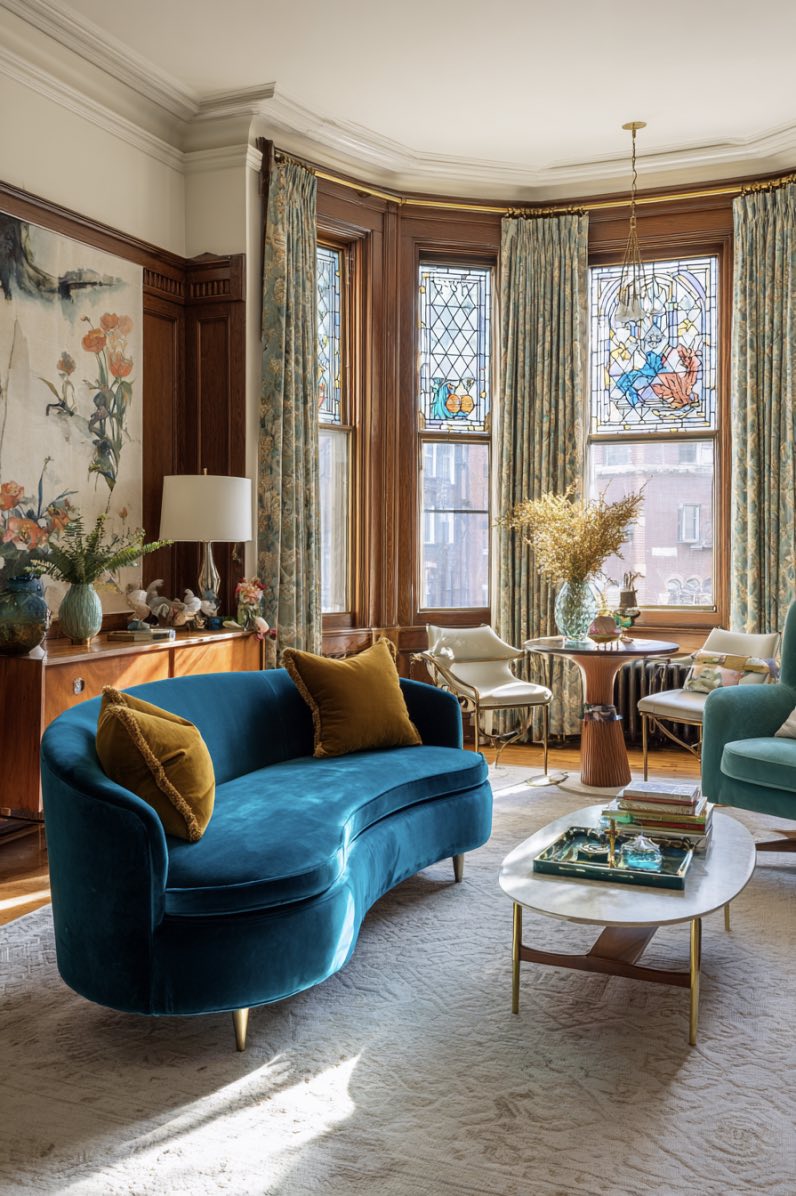 Mid-Century Elegance with Velvet Hues