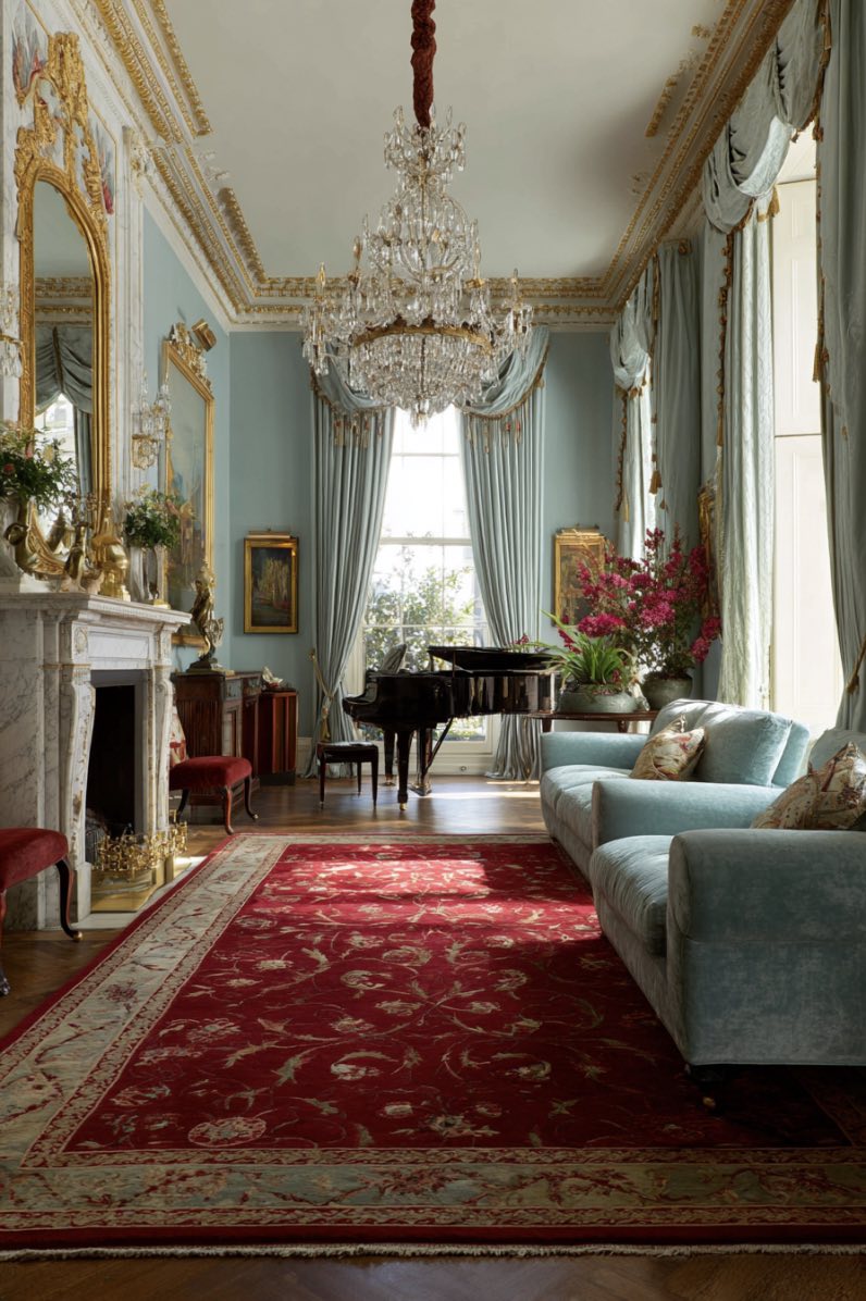 Regal Blue and Gold Living Room