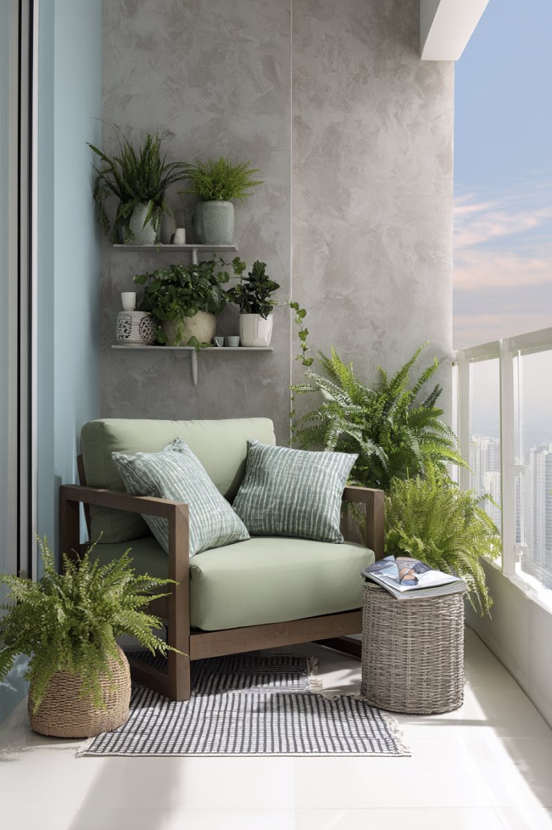 Calm Blue and Green Balcony