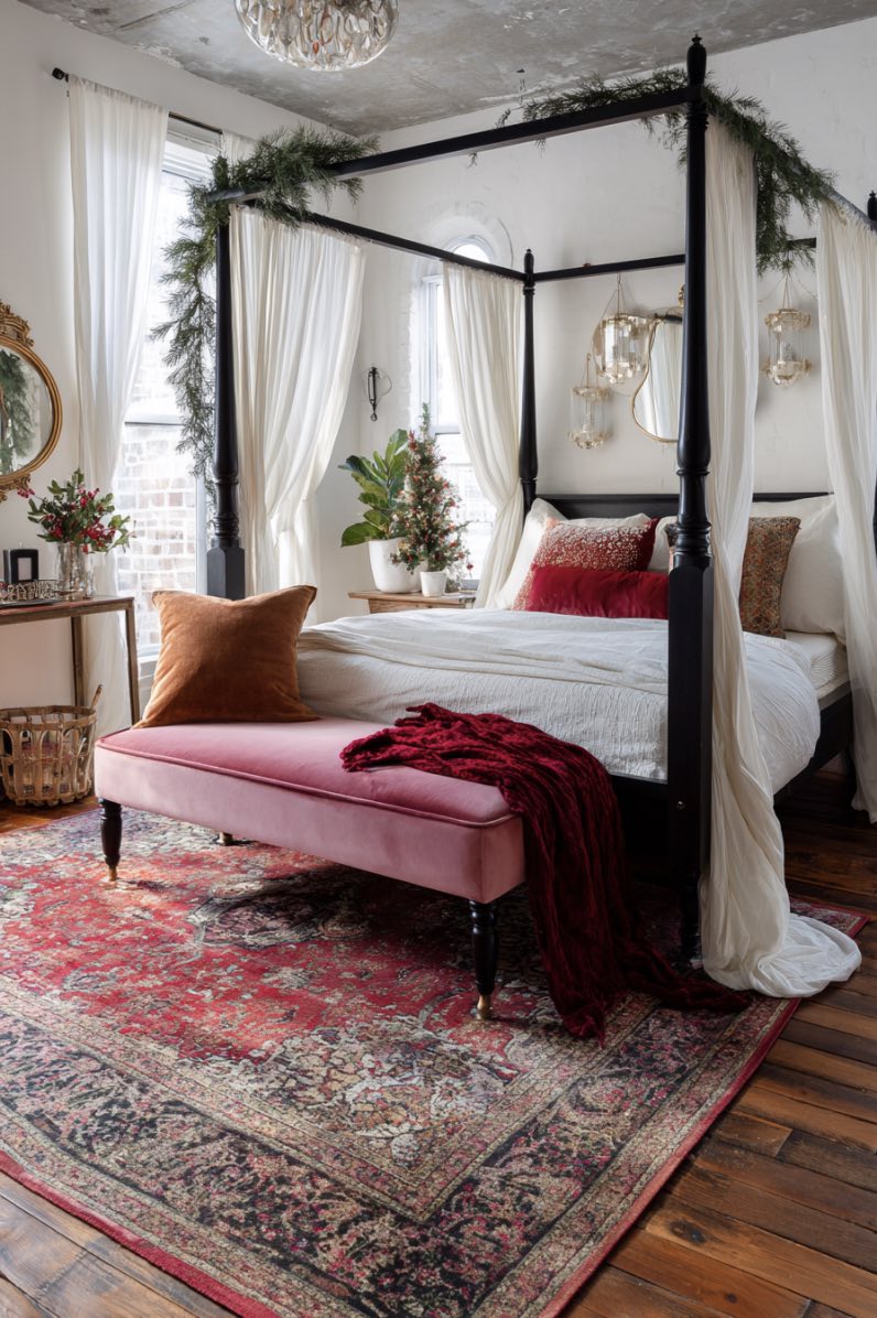 Cozy Boho Christmas Bedroom
