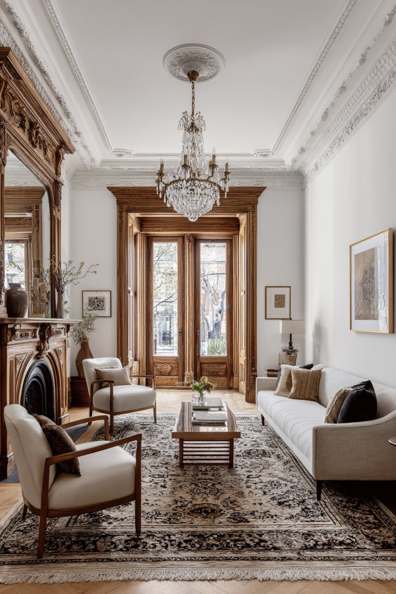 Cozy Elegant Brownstone Living Room