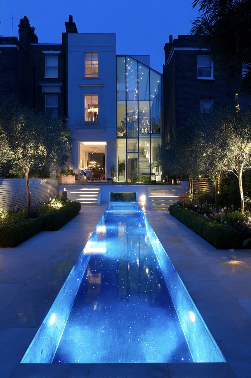 Elegant Nights by the Illuminated Pool