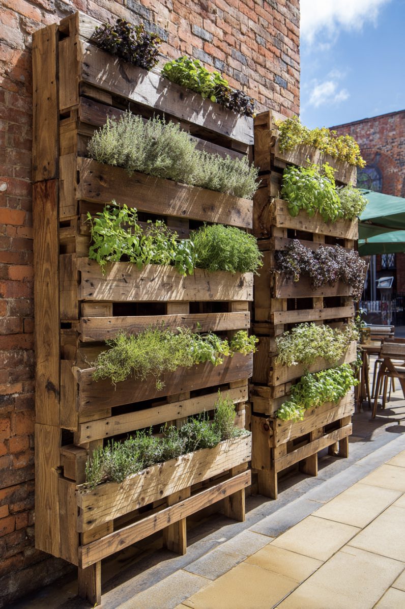 Upcycled Pallet Vertical Herb Garden