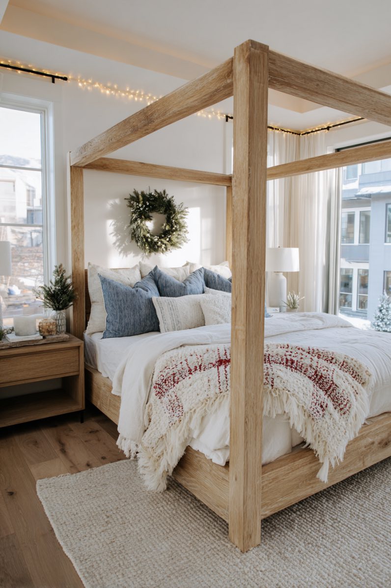 Coastal Boho Christmas Bedroom