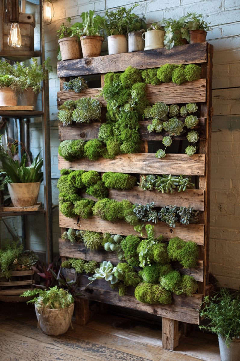 Succulent Pallet Garden Wall