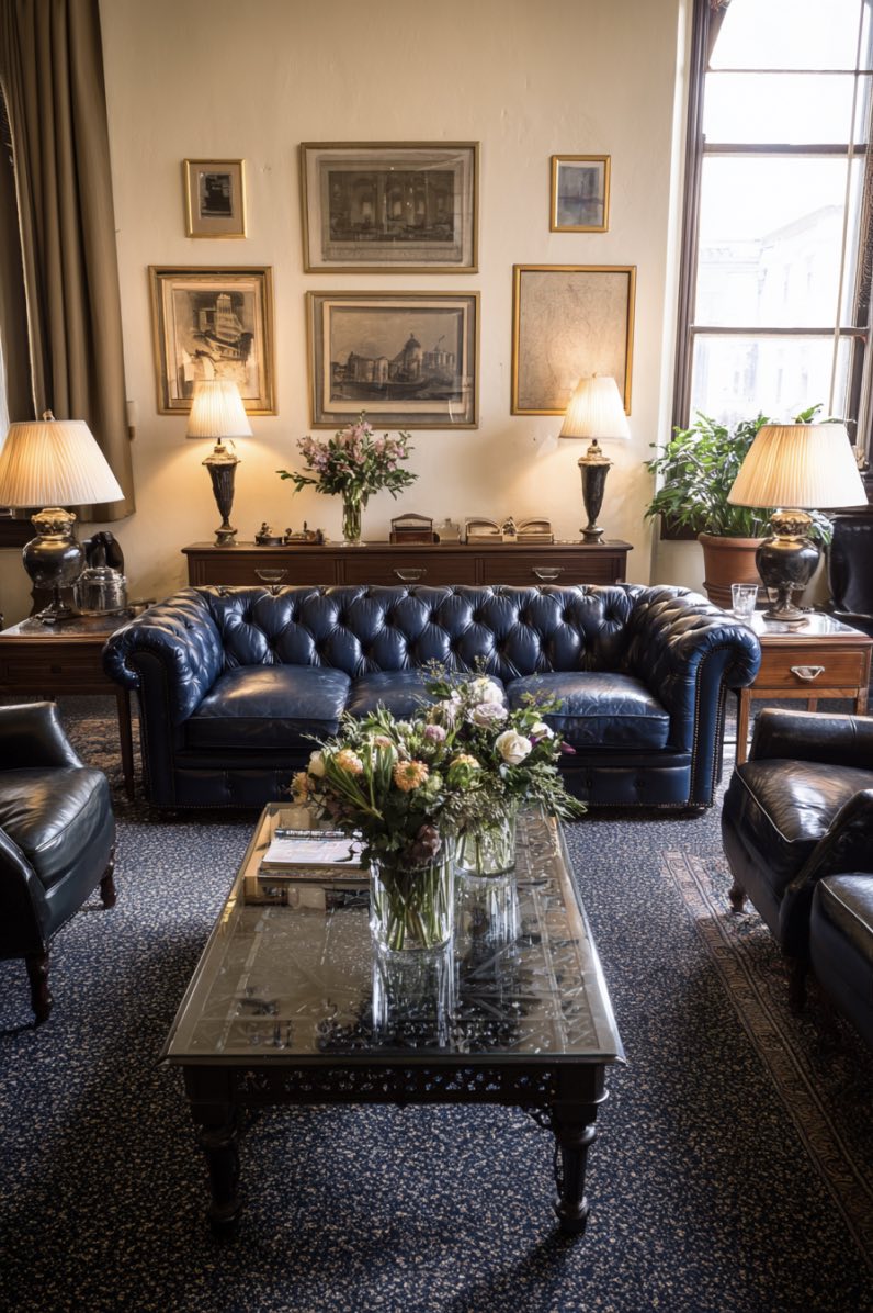 Classic Comfort in Blue and Brass