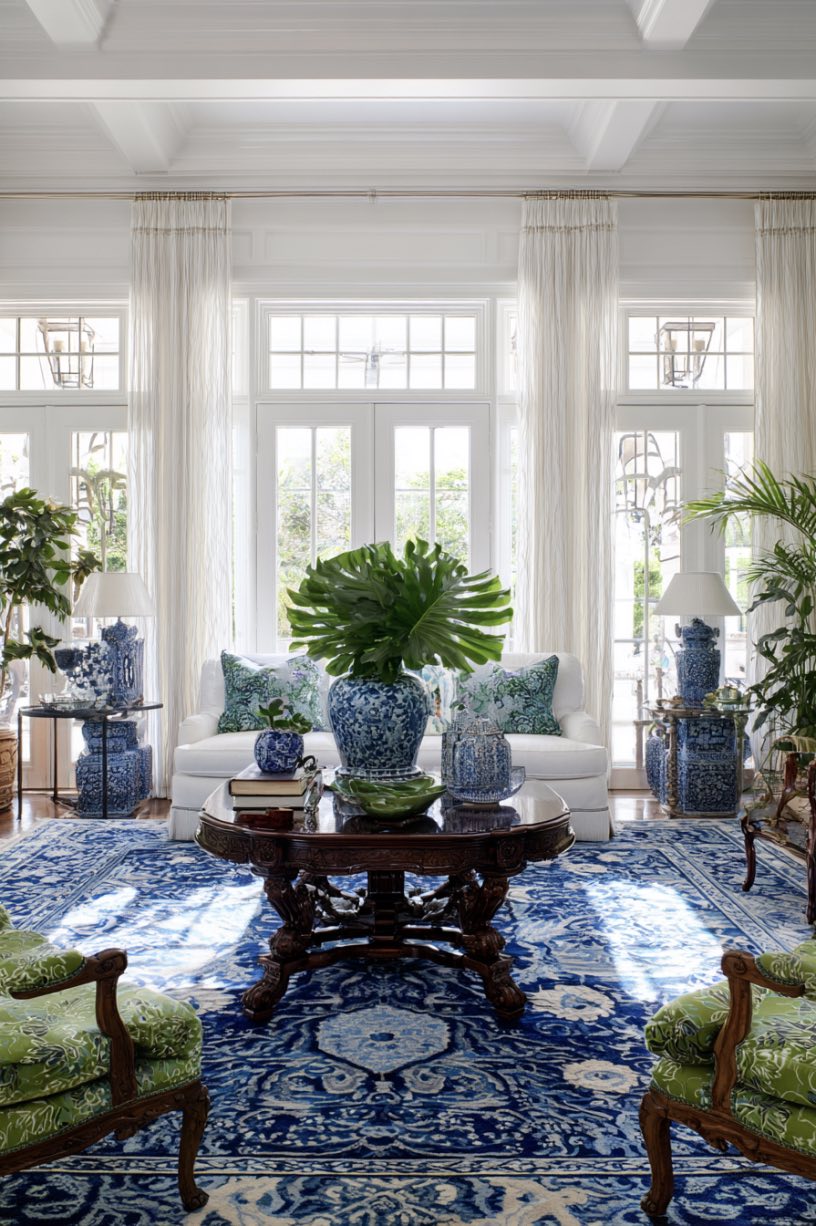 Blue and White Living Room