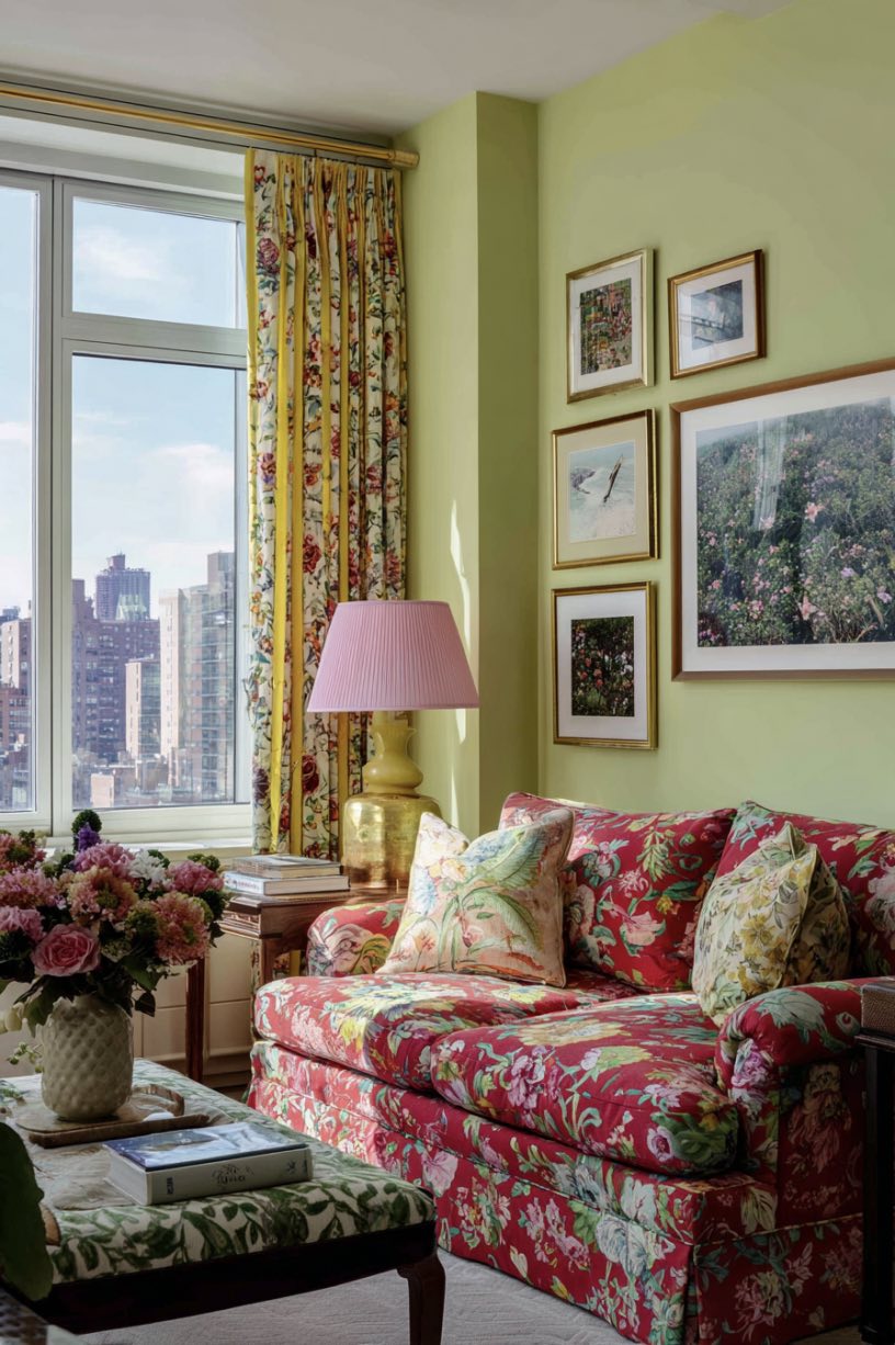 Bright Green and Lime Yellow Living Room
