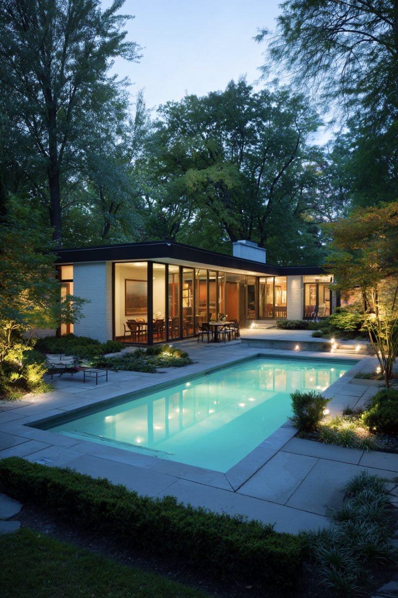 Poolside Glow in a Contemporary Garden
