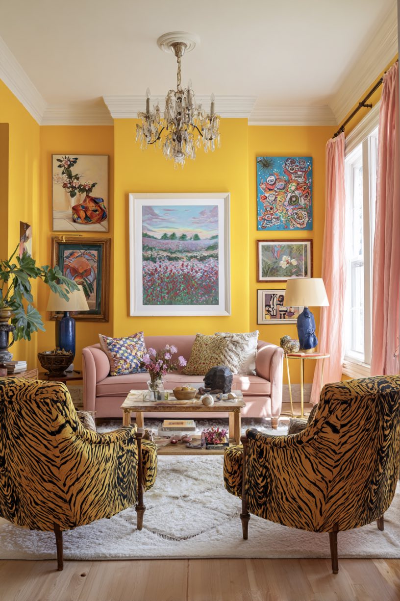Yellow and White Living Room