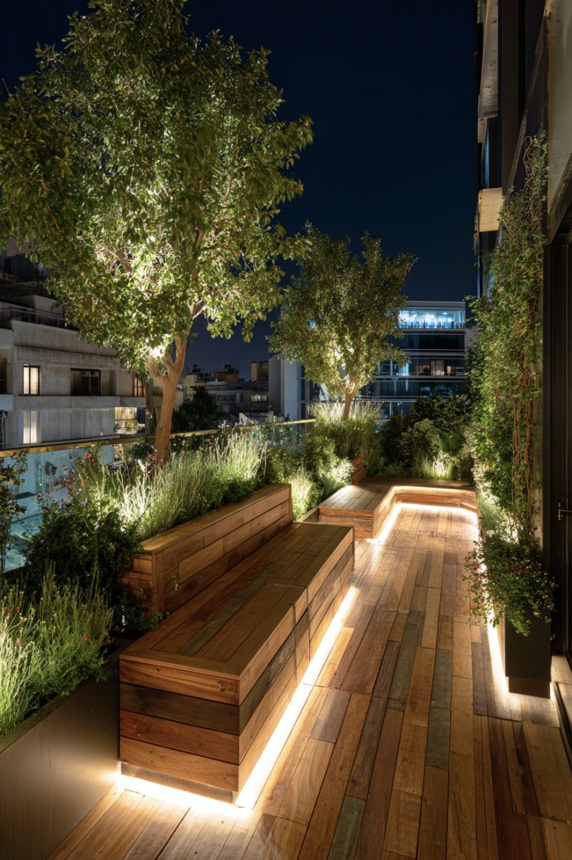 Nighttime Glow on the Rooftop