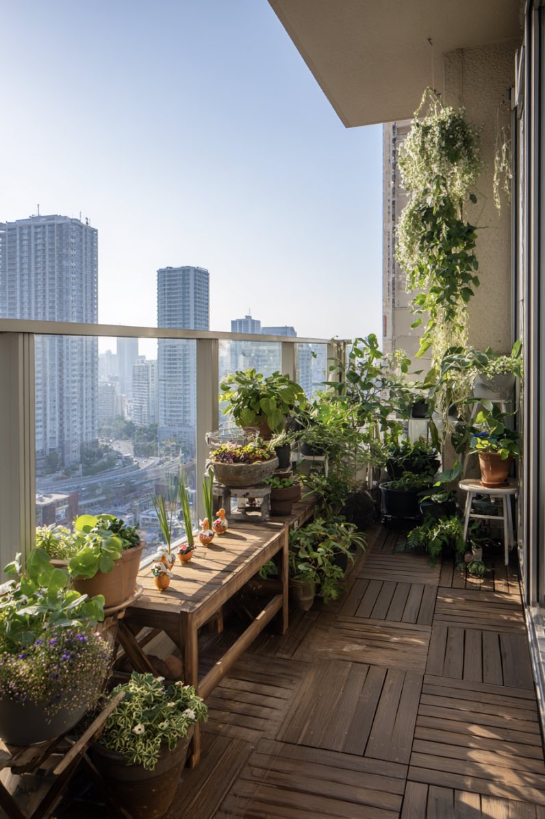 Playful Garden Balcony with a View