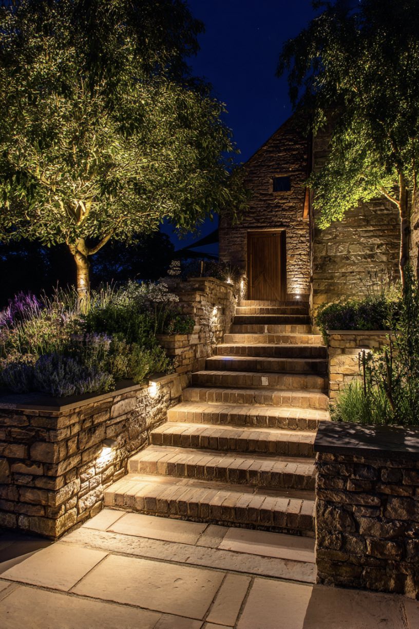 Rustic Warmth with Garden Lights