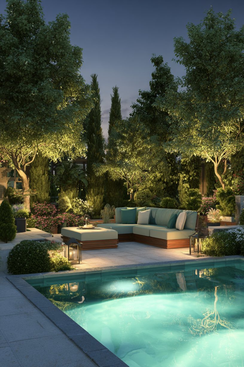 Cozy Garden Poolside Glow