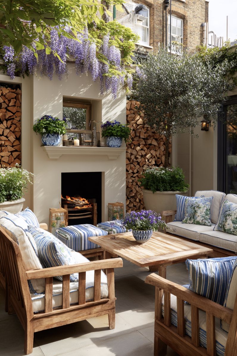 Striped Comfort in an English Garden