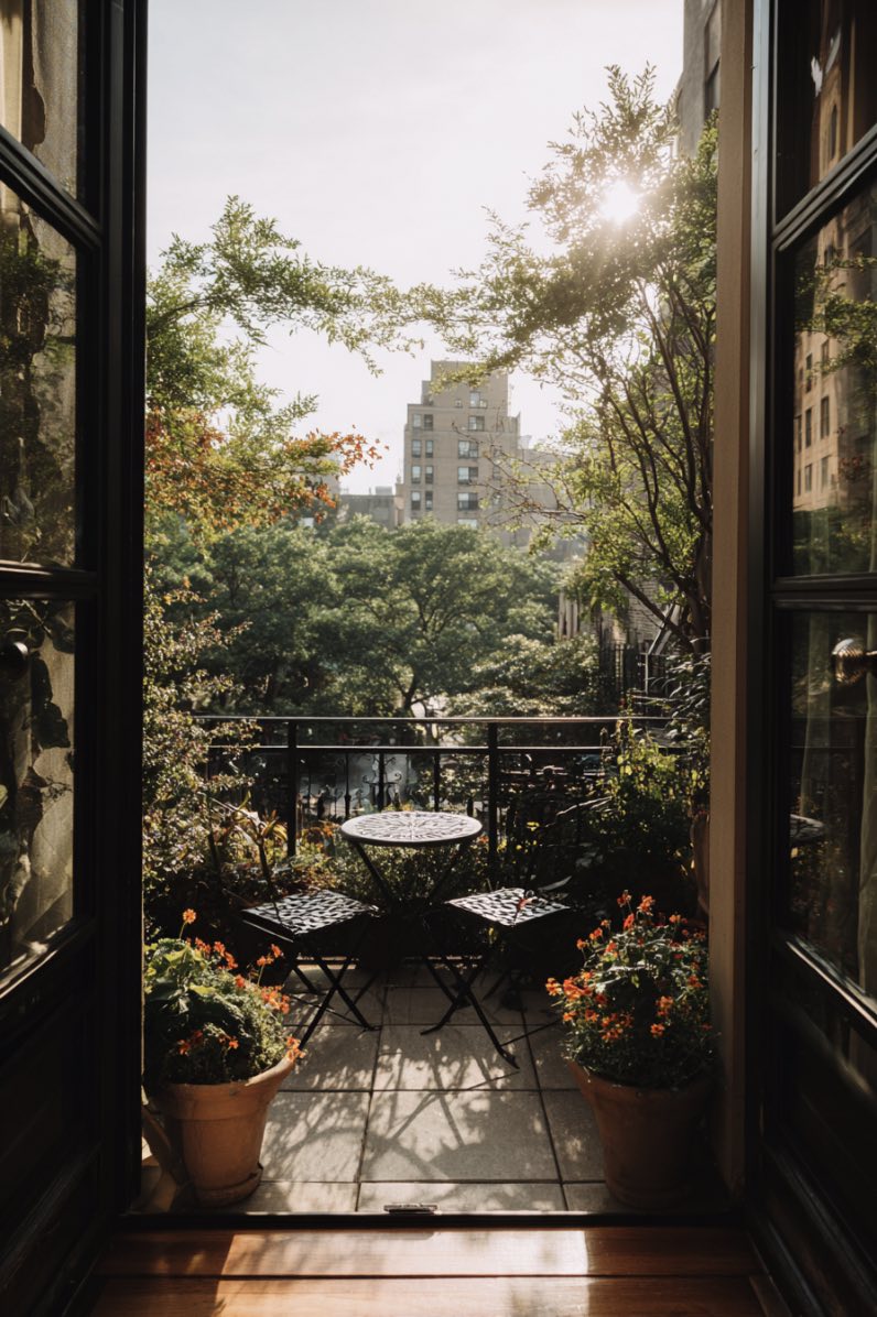 Sunny Balcony with Garden Charm