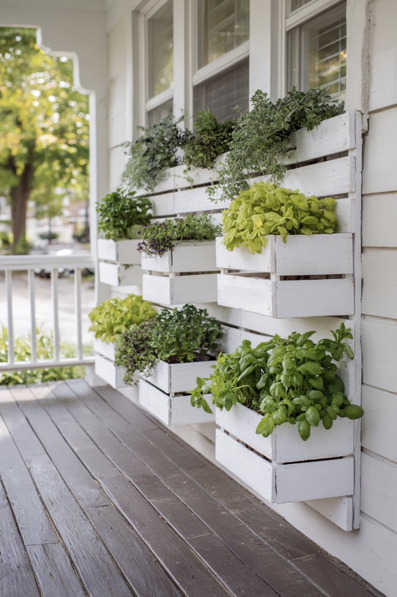 White Slat Wall Herb Display